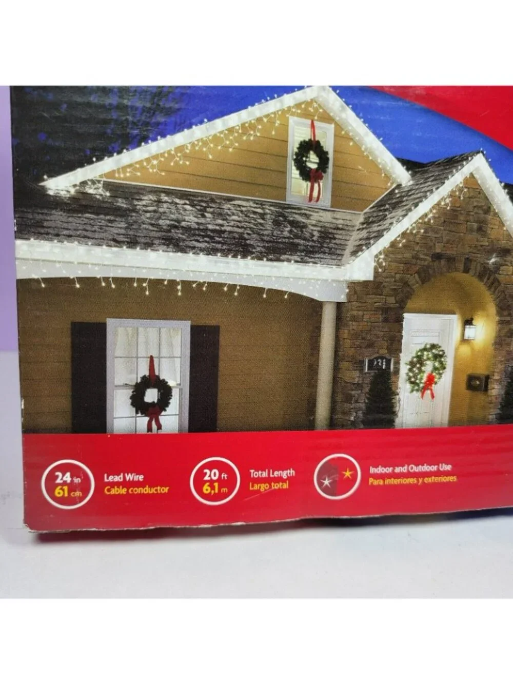 Holiday Living 300ct Clear Icicle Christmas Lights Set 20ft total White Wire NEW